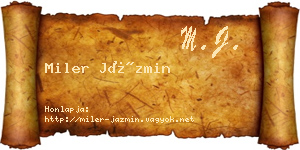 Miler Jázmin névjegykártya